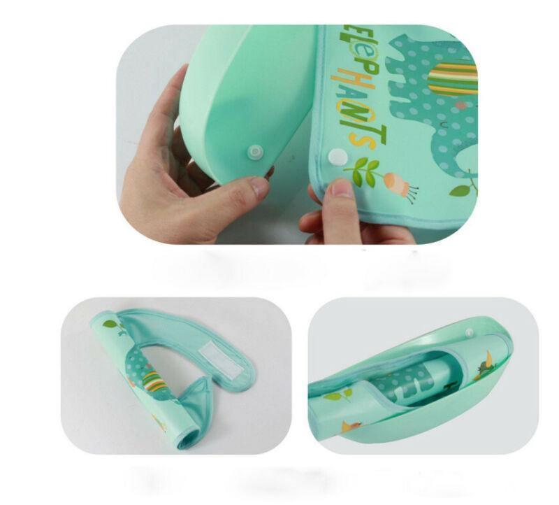 Bib de bebé de silicona ajustable y a prueba de agua con recolector de comida