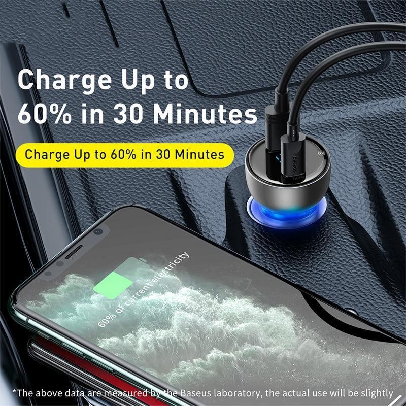 65W USB Car Charger with Quick Charge QC4.0 & PD Fast Charging