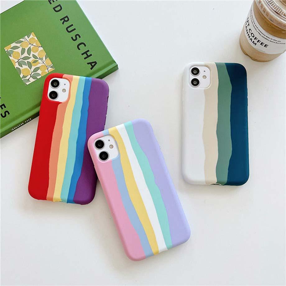 Funda de Silicona Arcoíris de Lujo para iPhone - Protección Premium