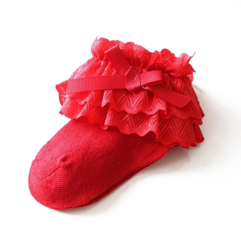 Calcetines para Niña con Lazos de Encaje y Flores