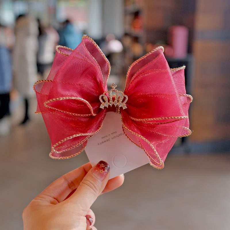 Luxury Pearl Handmade Bowknot Crown Headband for Baby Girls