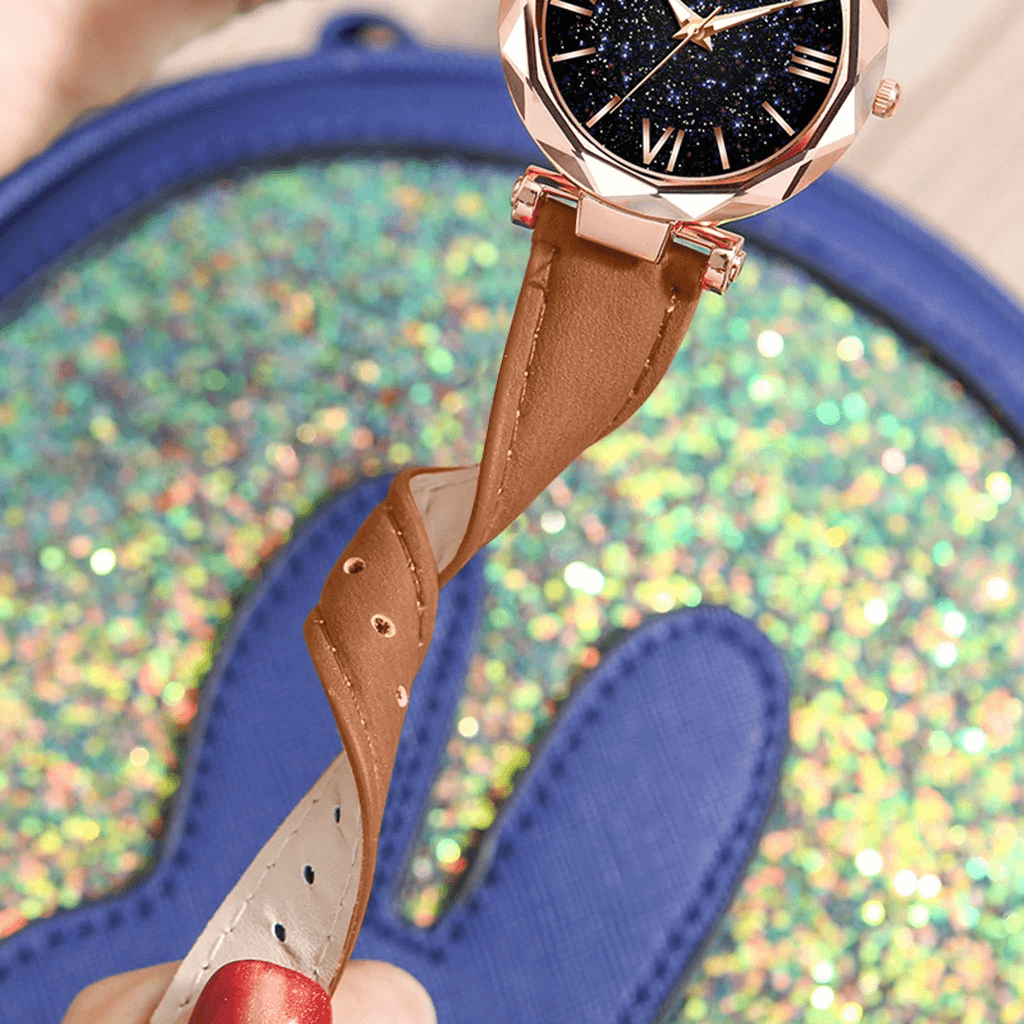 Montre à Quartz de Luxe pour Femmes avec Détails Fluorescents