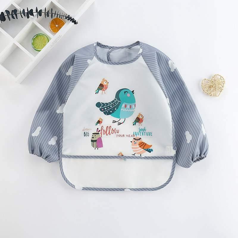 Adorable Waterproof Long Sleeve Baby Feeding Smock with Cartoon Design - Korvel