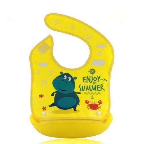 Bib de bebé de silicona ajustable y a prueba de agua con recolector de comida