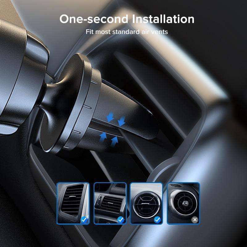 Support de téléphone gravité noir pour ventilation de voiture
