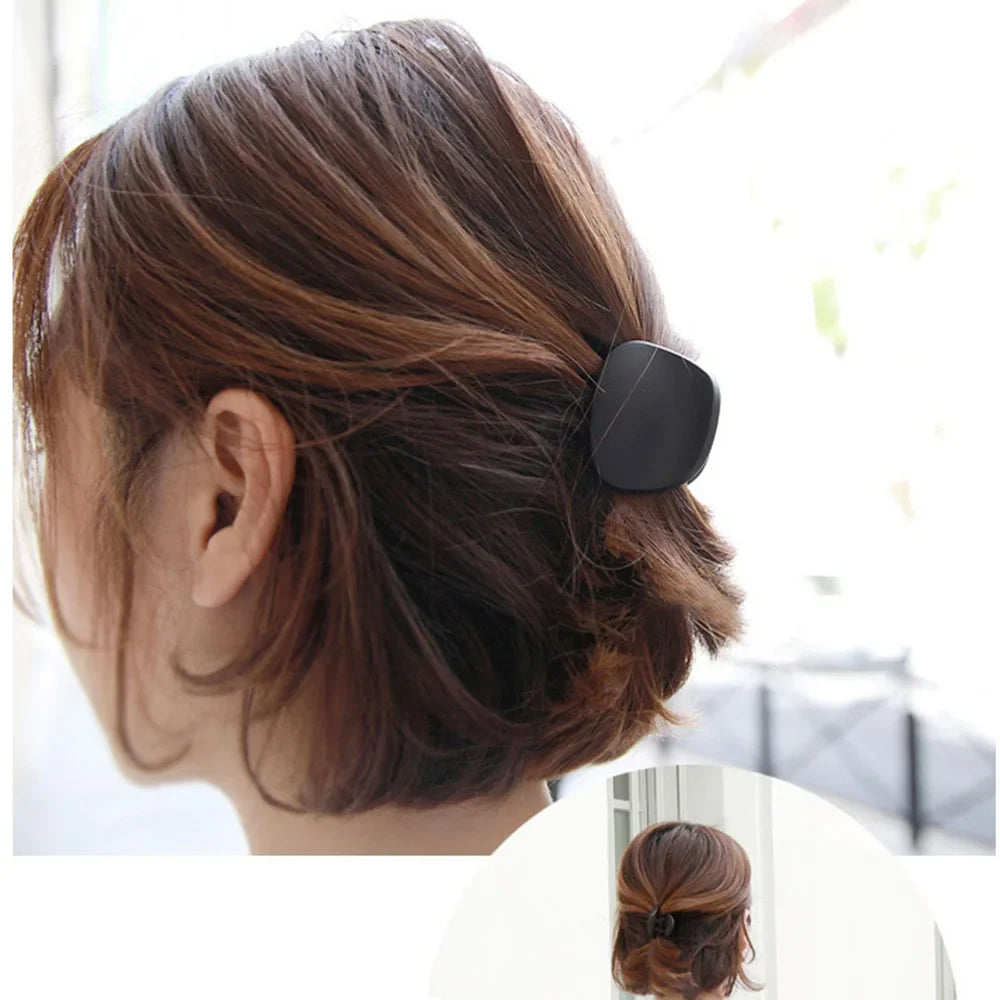 Korean Fashion Design Women Hair Claw Solid Color Hair Crab Retro Square Scrub Hair Clips - Korvel