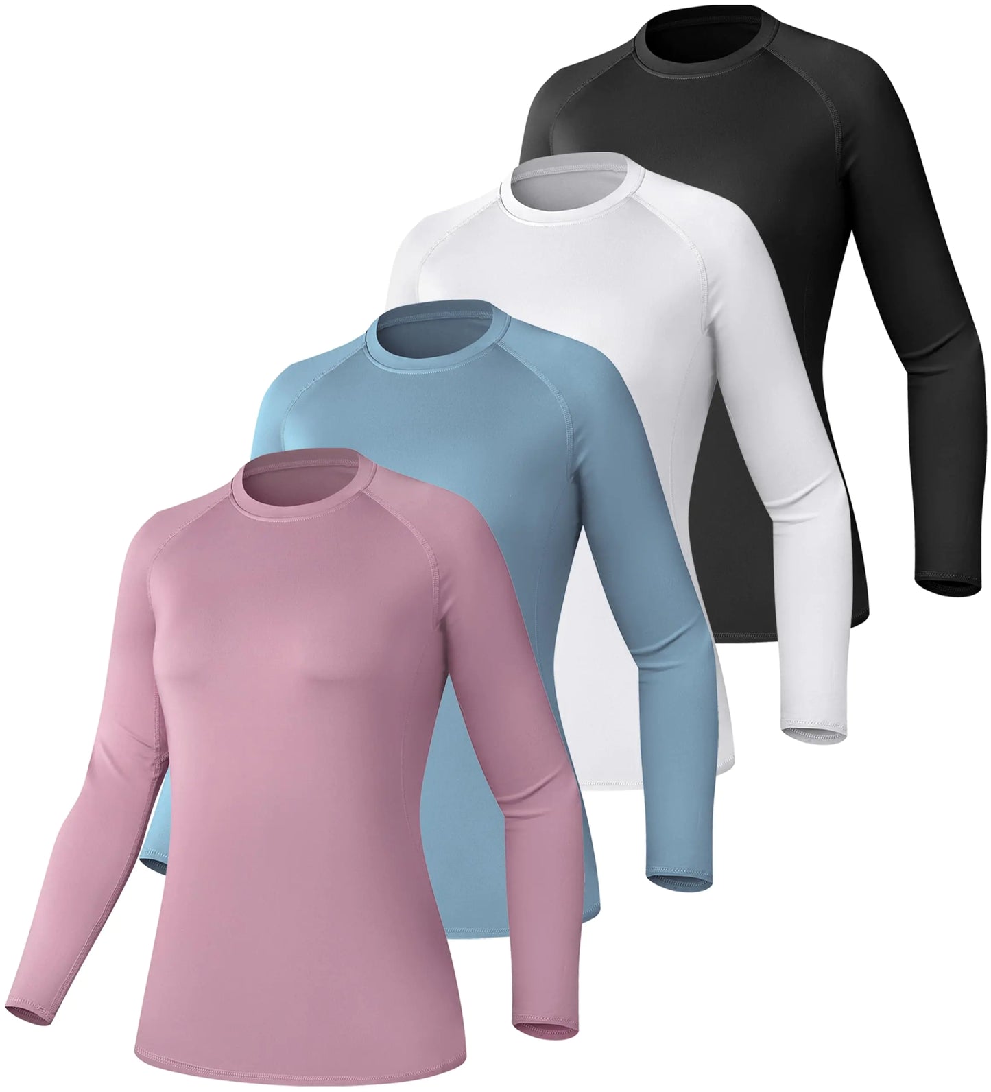 Camisa de Compresión para Mujer TELALEO Pack de 4 - Tops Deportivos de Manga Larga