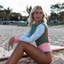 Patchwork Long Sleeve Backless Swimsuit