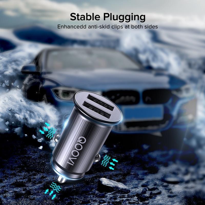 Dual USB Fast Car Charger 2.4A - Universal Mobile Device Charging Solution - Korvel