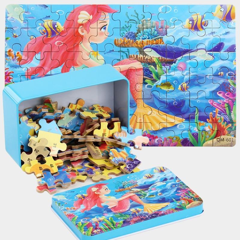 Puzzle en bois cartoon d'animaux de 60 pièces pour enfants