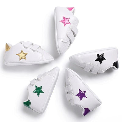 Premium Newborn Star First Walkers - Soft Sole Sneakers