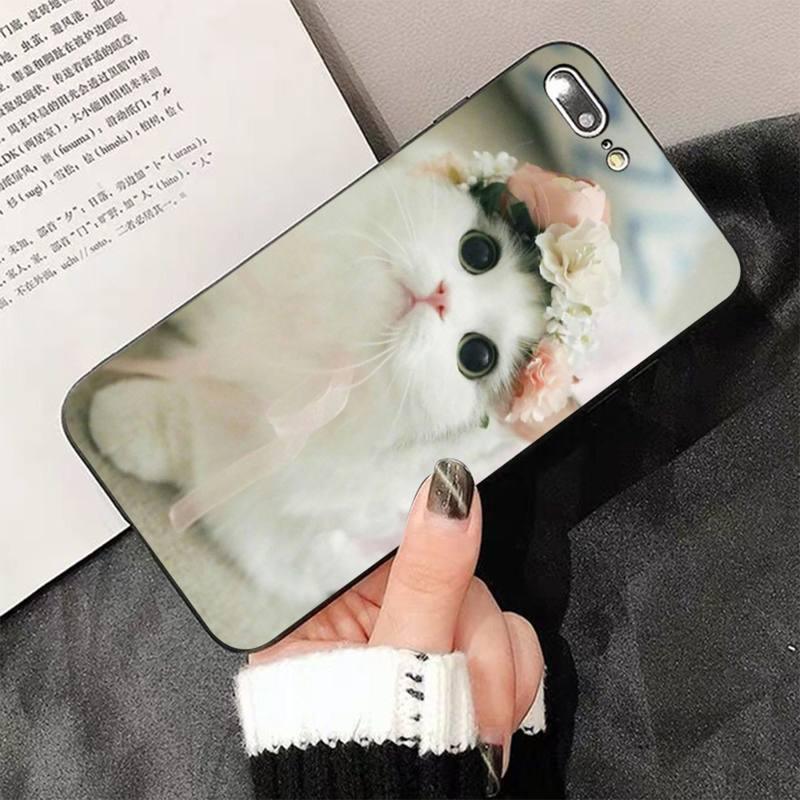 Cute Cat Black Phone Case for iPhone - Slim Fit Silicone Cover