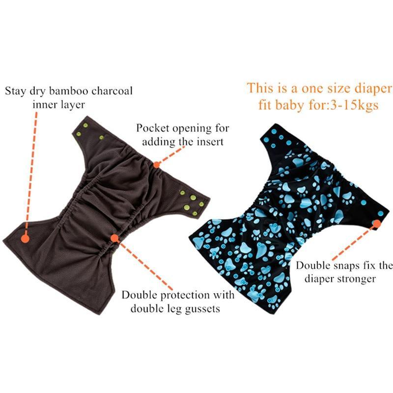 Premium Reusable Bamboo Charcoal Cloth Diaper Set