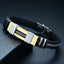 Pulsera de Acero Inoxidable para Hombre con Estrías Negras y Elegantes