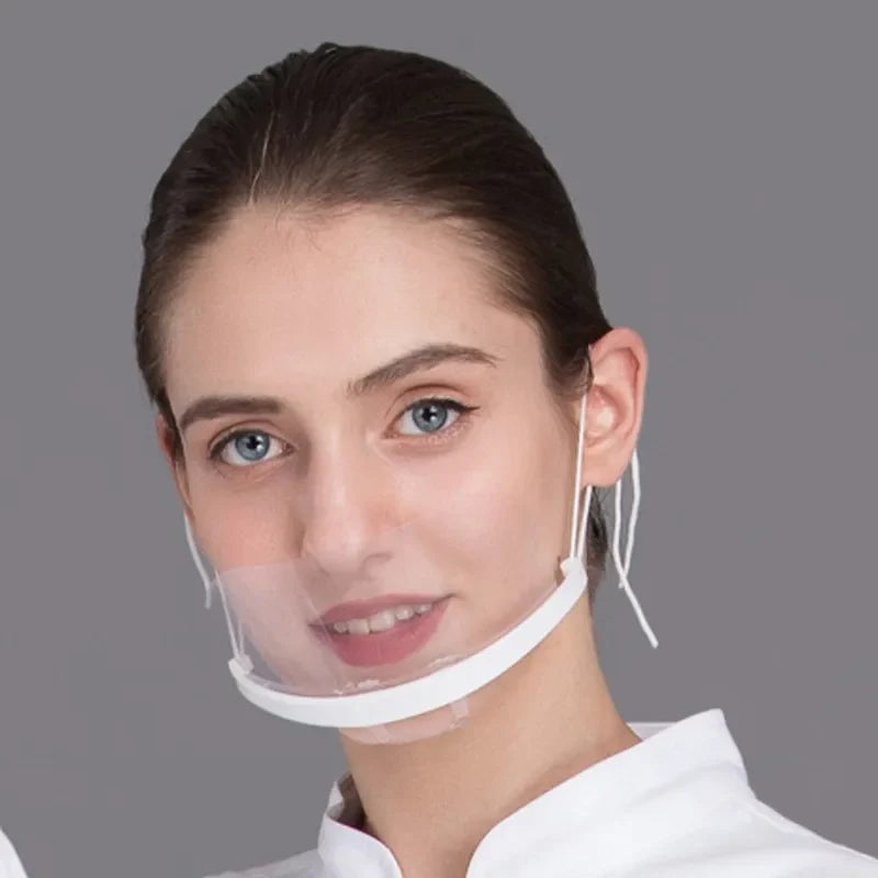 Transparent Catering Mask Anti Fog Catering Food Hotel Plastic Kitchen Restaurant Smile Mouth Masks - Korvel