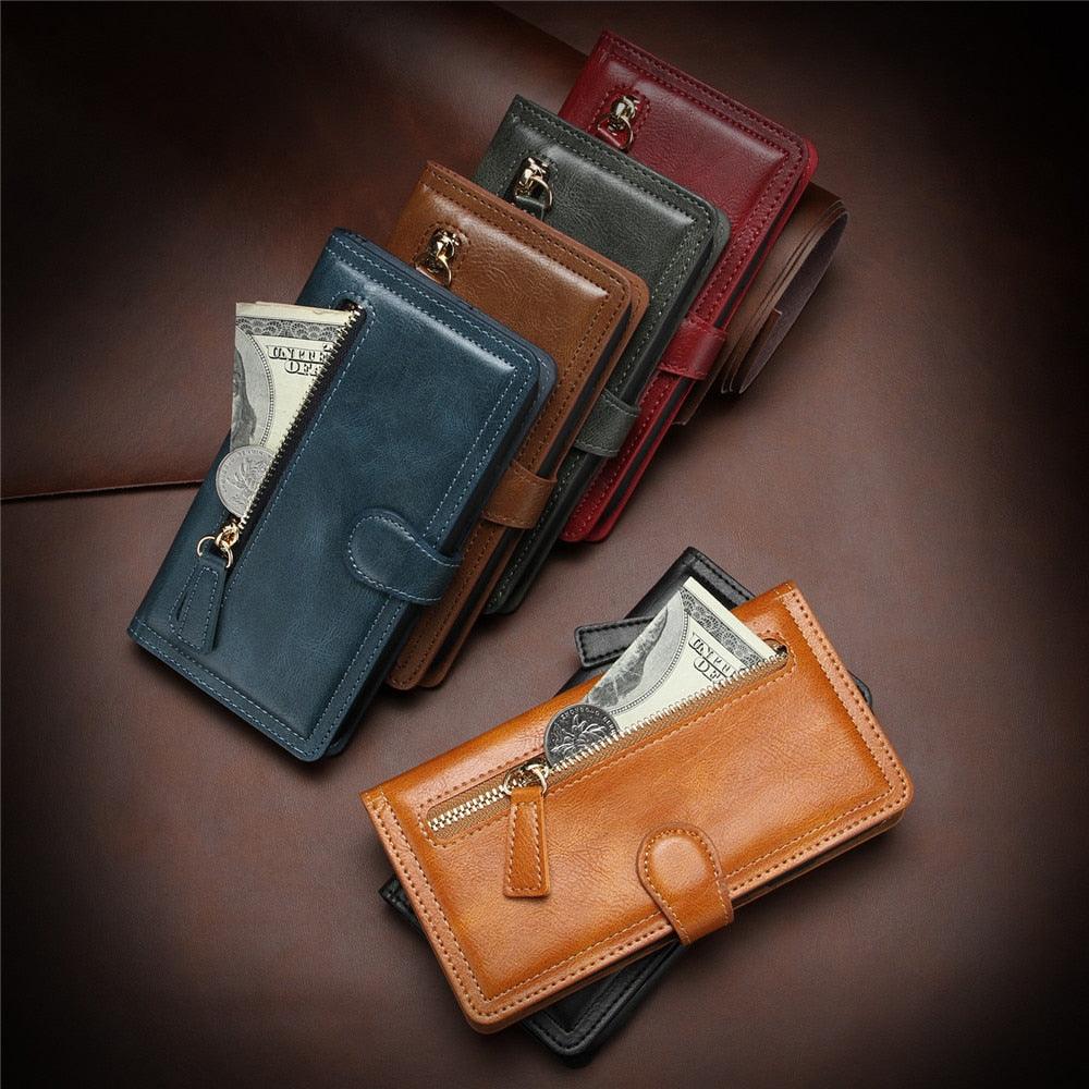 Elegant Retro PU Leather Flip Case for iPhone 14/13/12/11 Series with Card Holder - Korvel