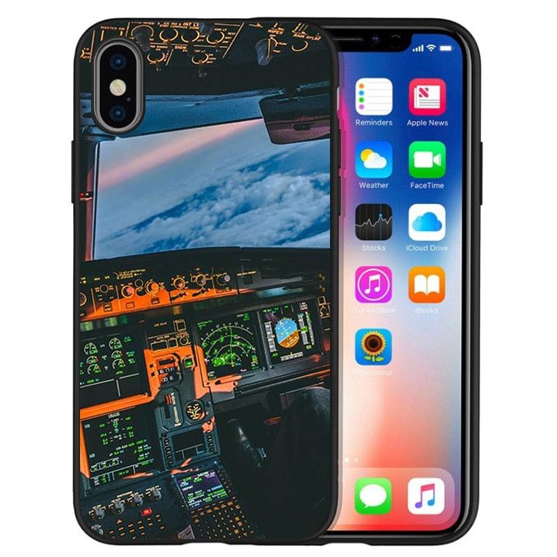 Funda de Silicona Negra para Teléfono de Cockpit de Aeronave para iPhone