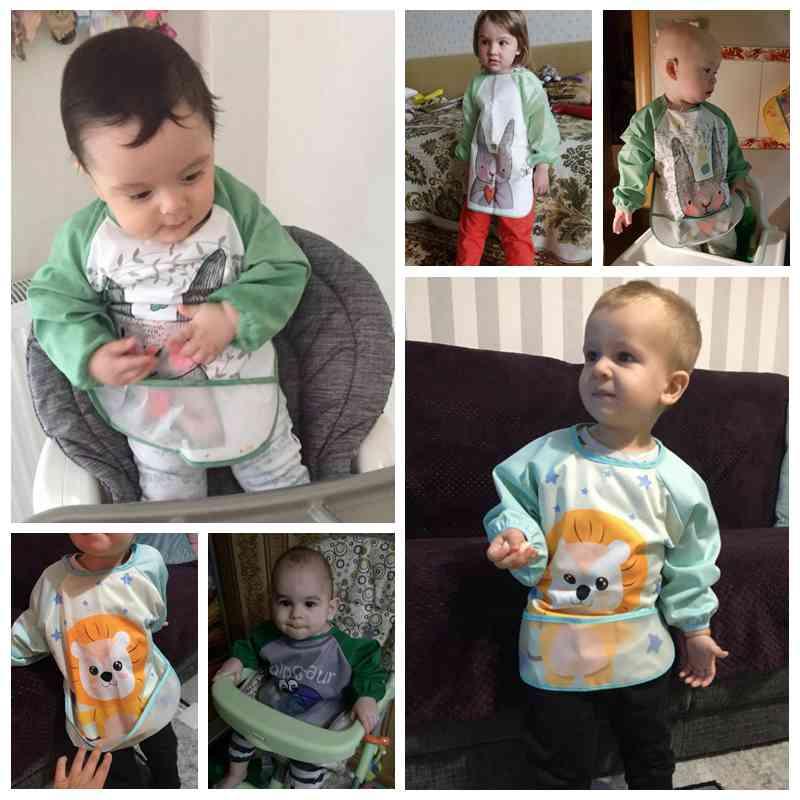 Adorable Waterproof Long Sleeve Baby Feeding Smock with Cartoon Design - Korvel