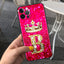 Coque de téléphone à lettres brillantes roses pour iPhone - Protection scintillante