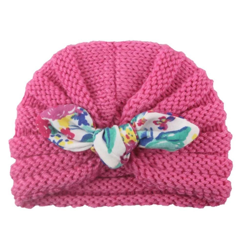 Charming Handmade Cotton Baby Turban Hat with Colorful Bow for Boys and Girls - Perfect for Autumn and Winter - Korvel