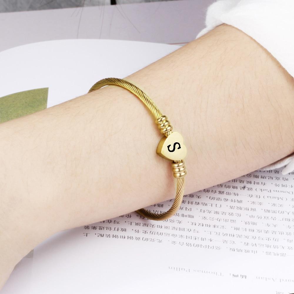 Elegant Gold Color Stainless Steel Heart Bracelet for Women