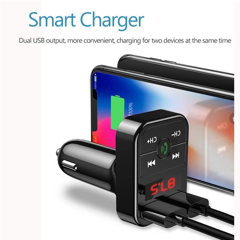 Transmetteur FM Bluetooth 5.0 et Chargeur de Voiture USB Rapide