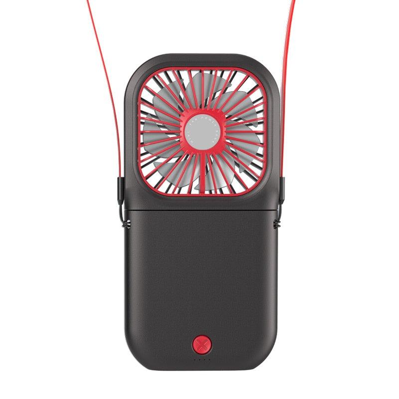Portable Neck Fan with 3000mAh Power Bank - Mini USB Rechargeable