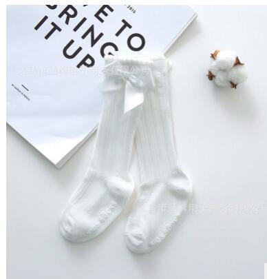 Charming Non-Slip Cotton Knee High Socks with Bow for Baby Girls - Korvel