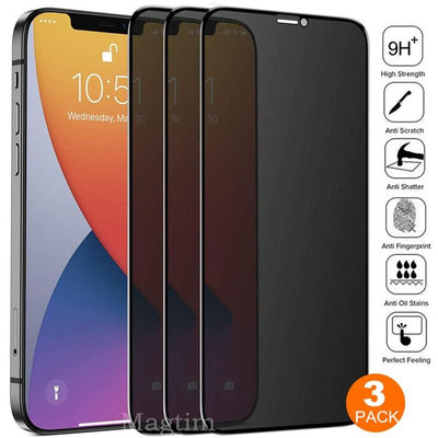 3-Pack Privacy Tempered Glass Screen Protectors for iPhone