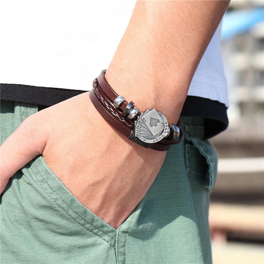 Bracelet en cuir tressé tendance pour hommes et femmes