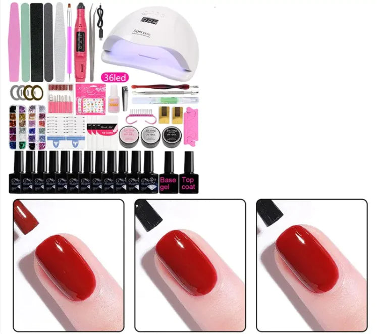 Complete Gel Nail Polish Set with UV Lamp