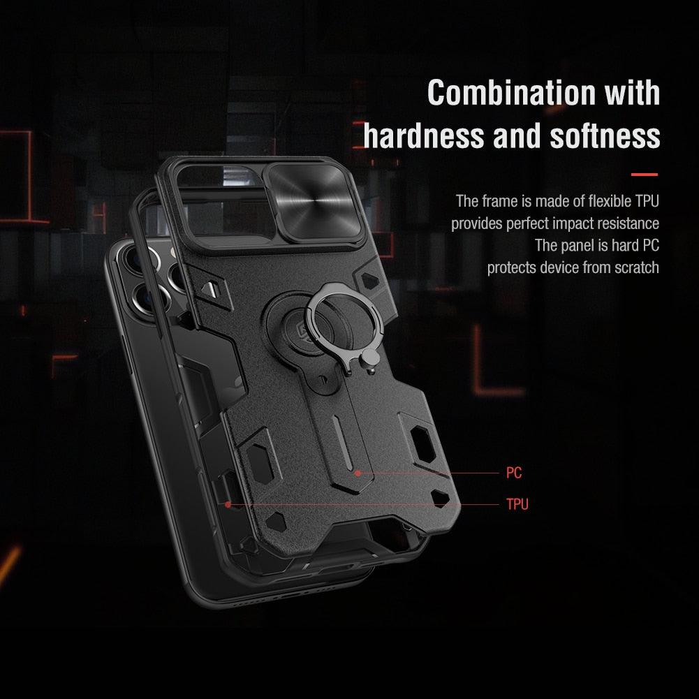 Funda Premium de Alta Resistencia para iPhone 13 con Cubierta Deslizante para Cámara