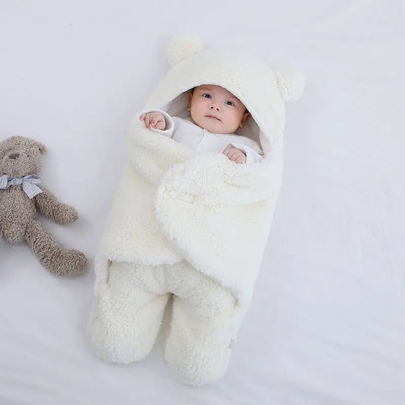 Baby Sleeping Bag Ultra-Soft Fluffy Fleece Newborn Receiving Blanket Infant Boys Girls ClothesSleeping Nursery Wrap Swaddle - Korvel