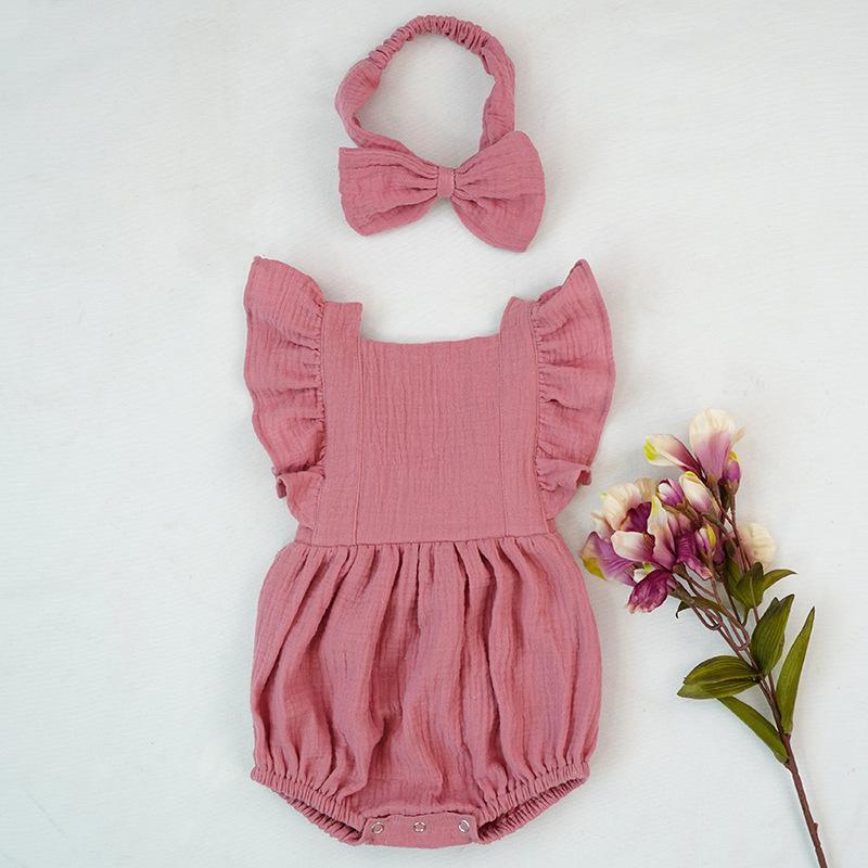 Elegant Cotton Baby Bodysuit for Girls - Summer One-Piece