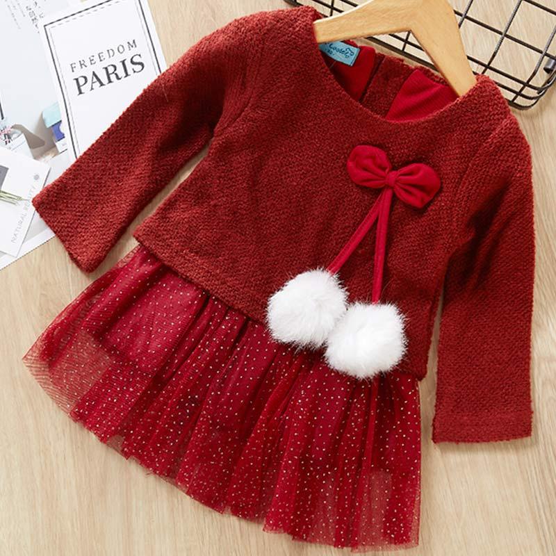 Toddler Cute Dress with Fluffy Ball - Unique Design for Baby Girls
