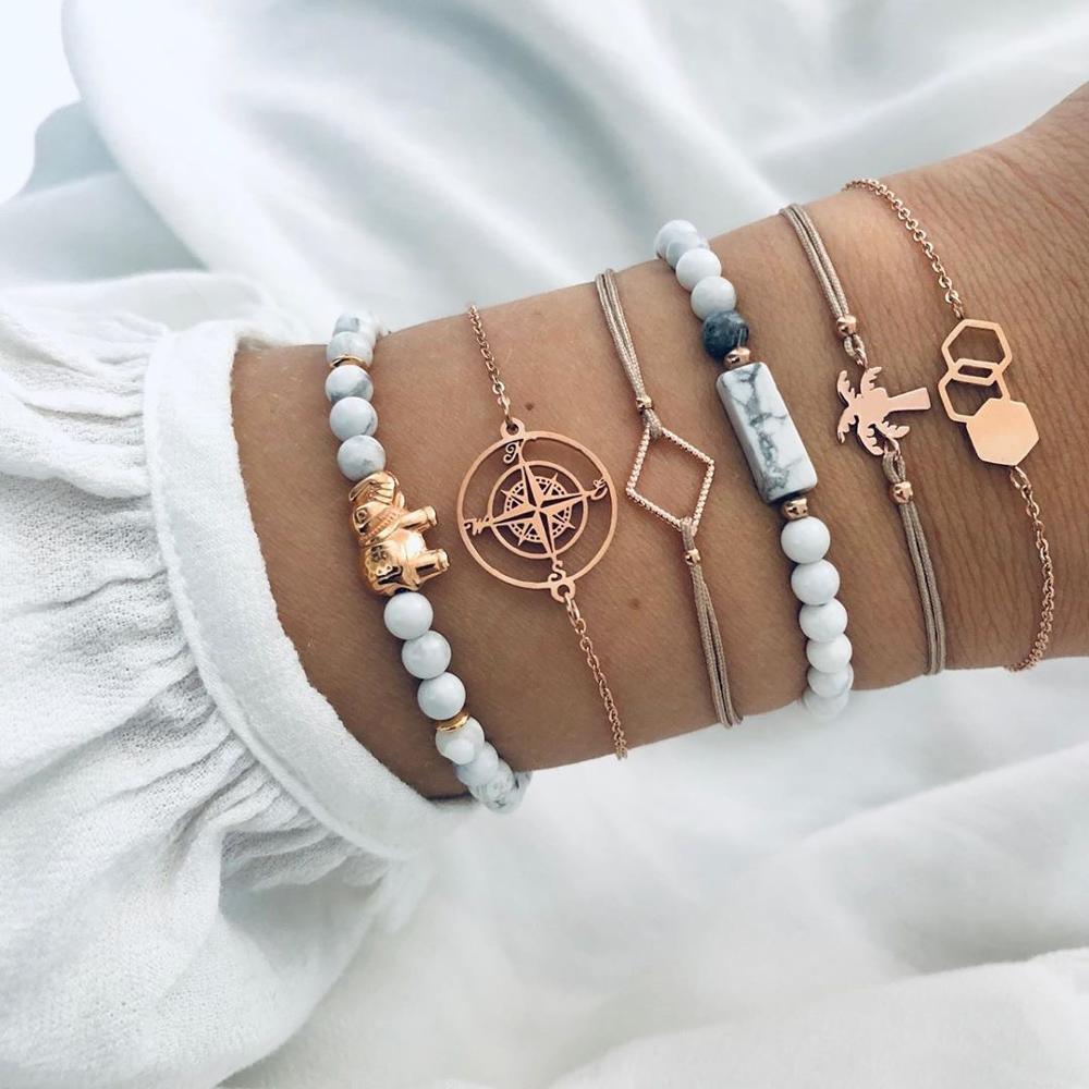 Elegant Elephant Tree of Life Tassel Bracelet Set - Luxury Jewelry for Women - Korvel