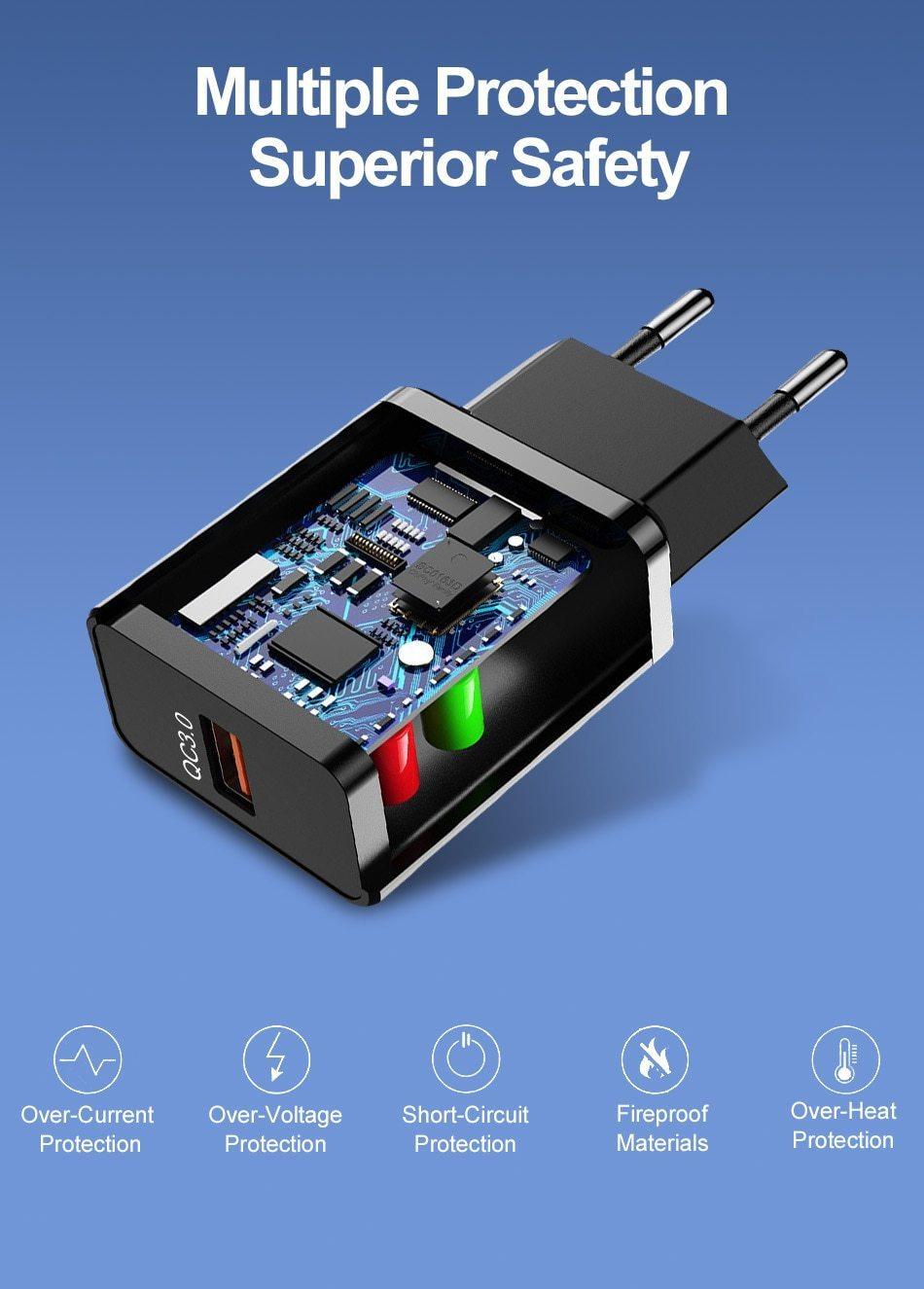 Portable 18W Quick Charge 3.0 USB Charger