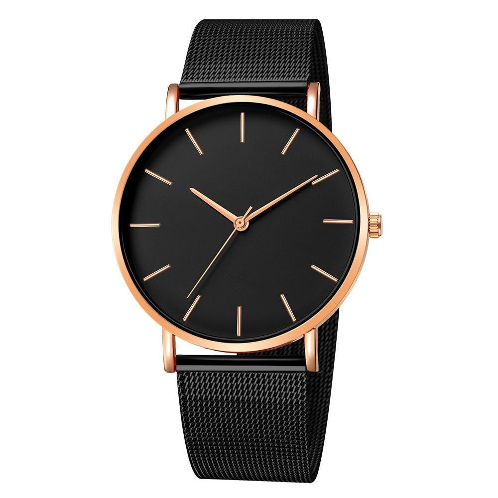 Montre décontractée à quartz pour homme STEVVEX avec bracelet en maille en acier inoxydable