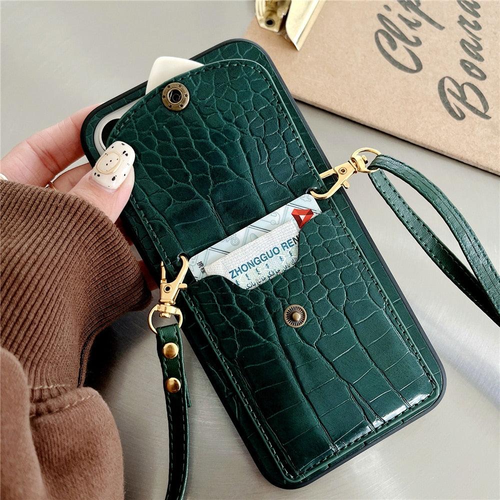 Luxury Love Black Lanyard Phone Case for iPhone
