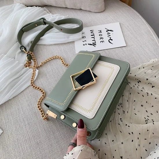 Bolso Cruzado de Cuero con Cadena Premium