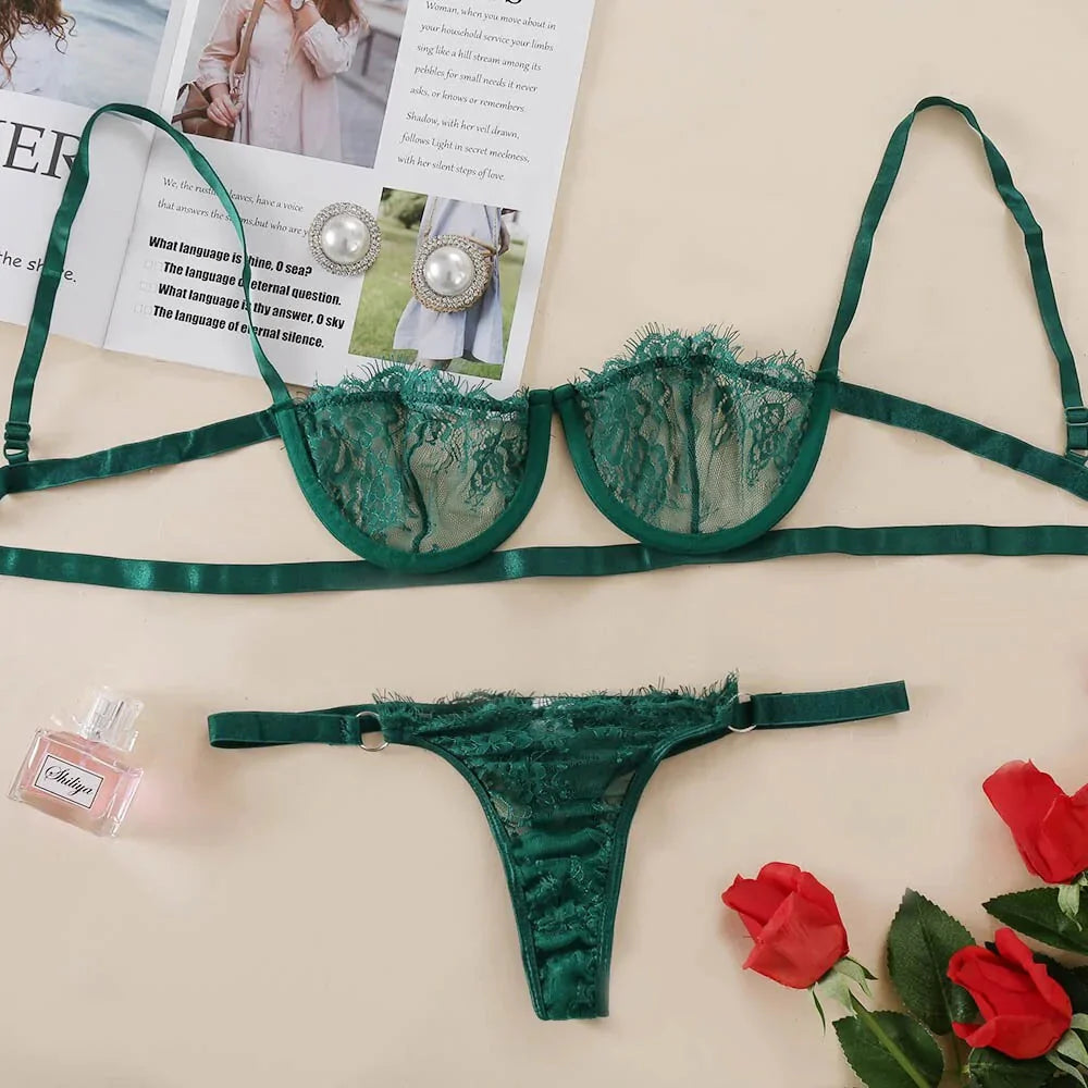 Conjunto de Lencería Transparente Elegante