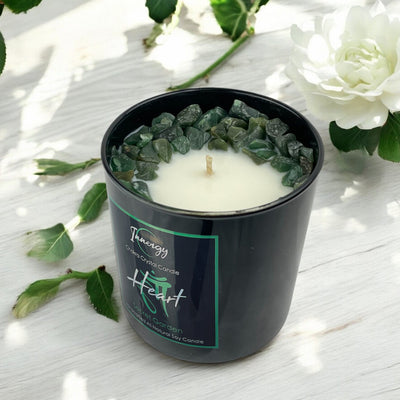 Green Aventurine Heart Chakra Candle | 9oz Coconut-Soy Wax Bliss - Korvel