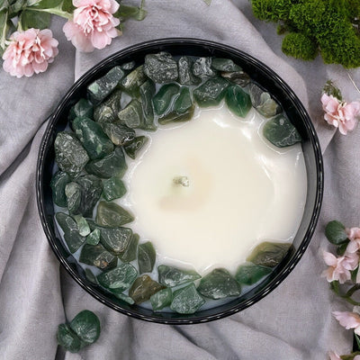 Enchanting Secret Garden Crystal Candle with Green Aventurine | 9oz Coconut-Soy Wax Delight - Korvel