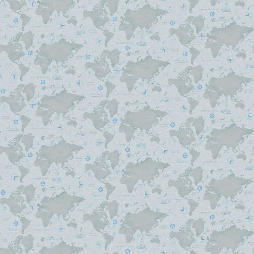 Tissu de carte des gardiens côtiers gris - 43"/44" par yard