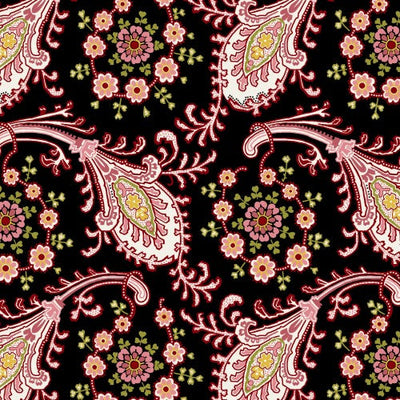 Tela de algodón de fondo ancho Paisley Candlelight & Romance - 118"