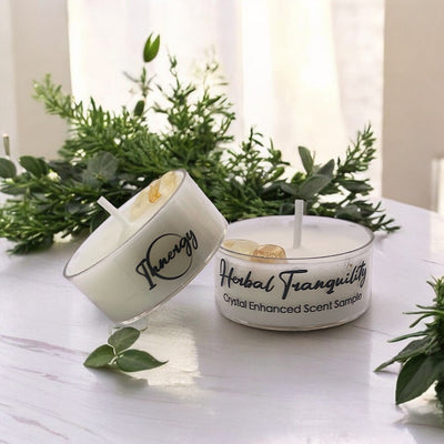 Serenity Glow, Premium Coconut-Soy Wax Tea Light Crystal Candle, 1oz - Korvel