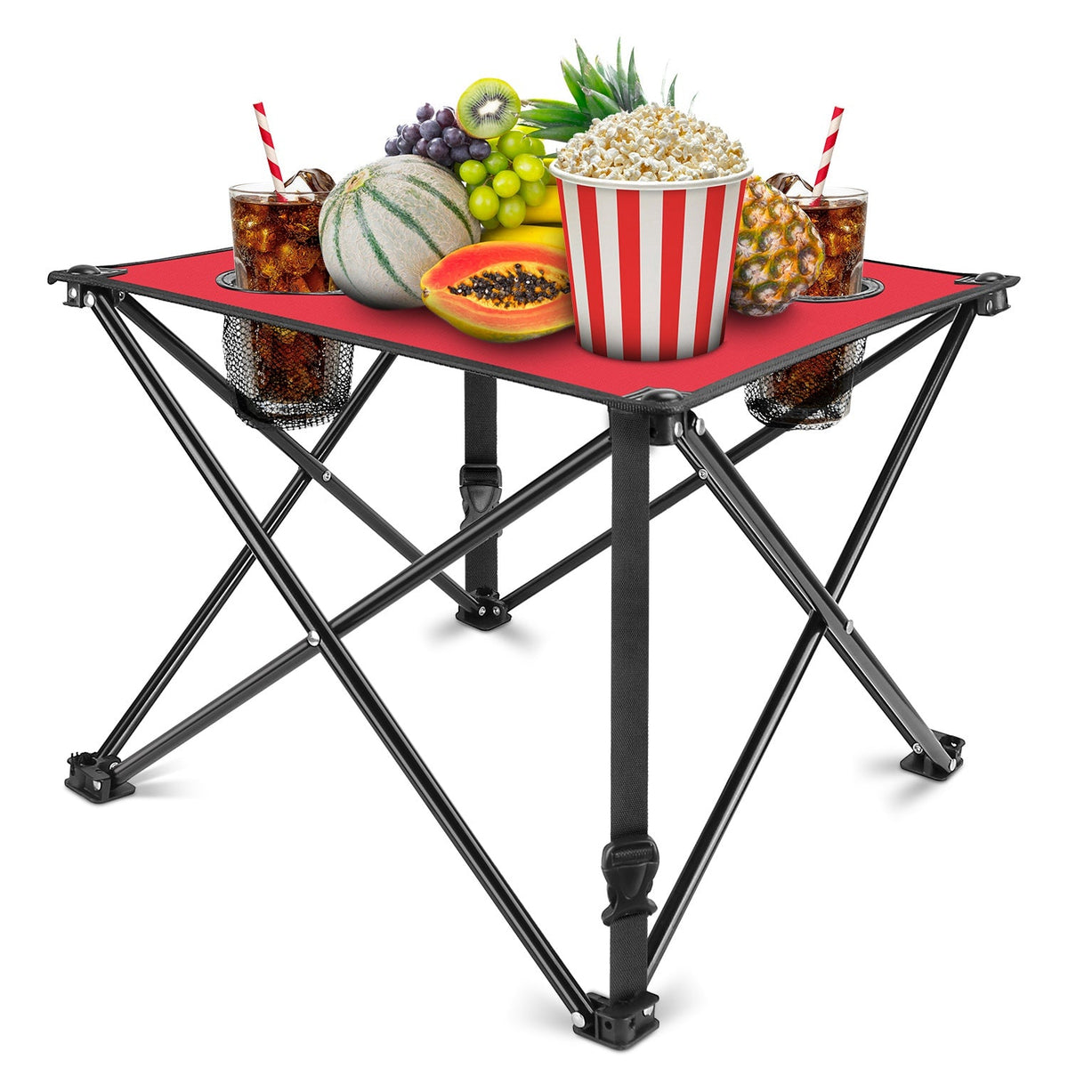 Portable Foldable Camping Table with Cup Holders