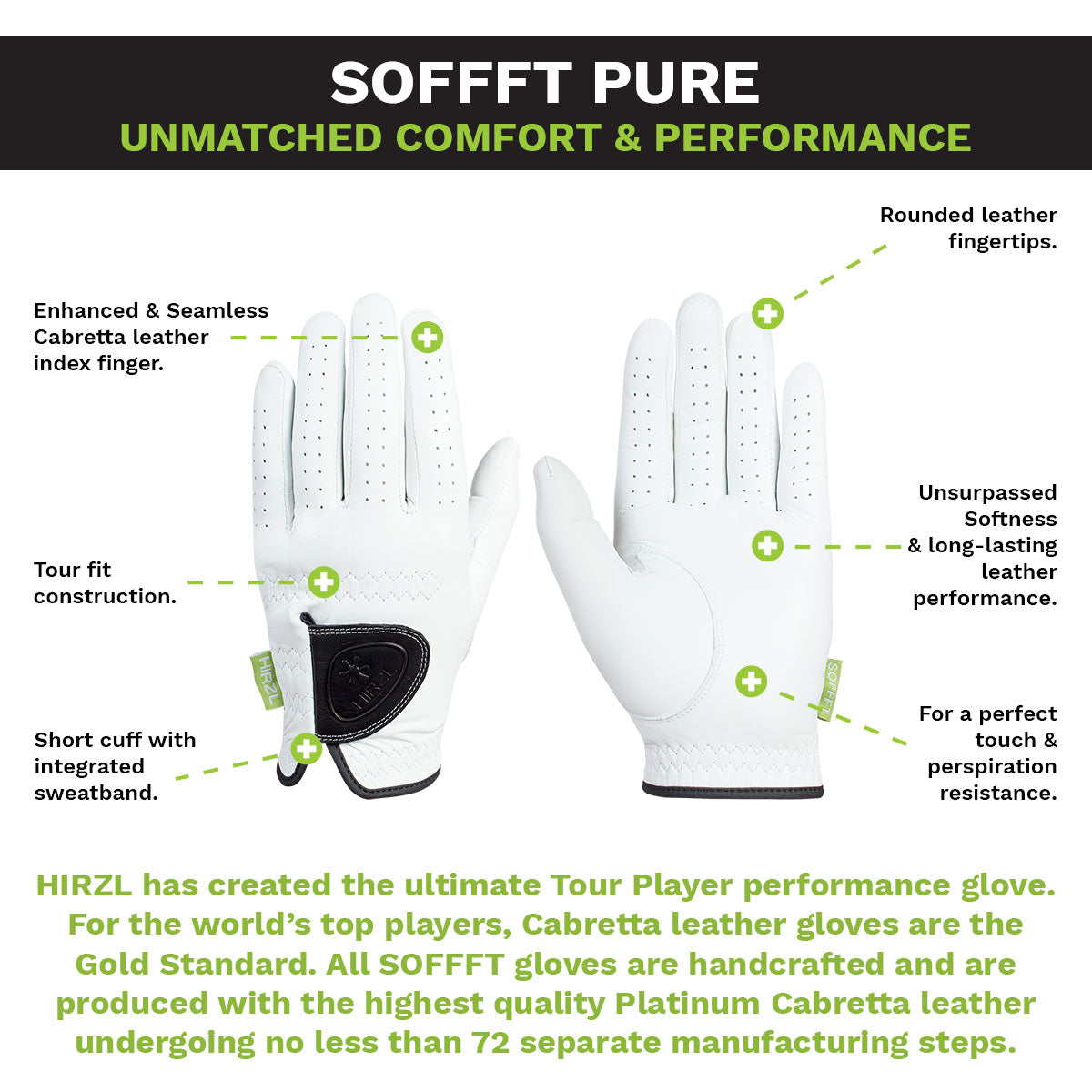Guantes de Golf HIRZL SOFFFT Pure - Cuero Cabretta Premium