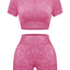 OLCHEE Women's Seamless Acid Wash Yoga Set - Coffee, Small