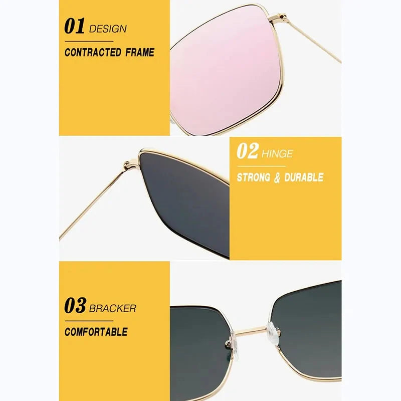 Lunettes de soleil carrées de luxe avec protection UV400